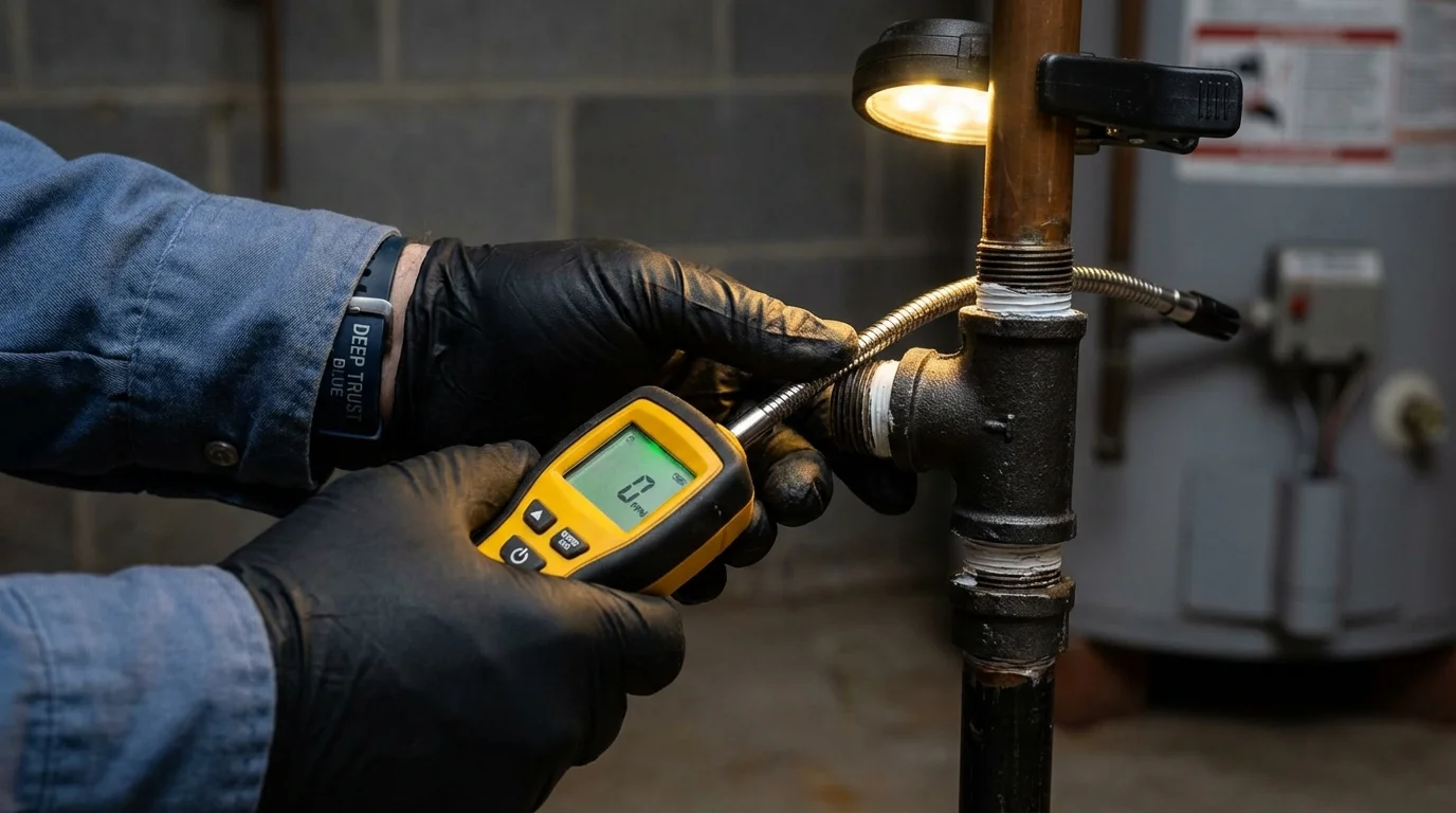 Gas leak detection with electronic sniffer by Johns Plumbing LLC in Anahola