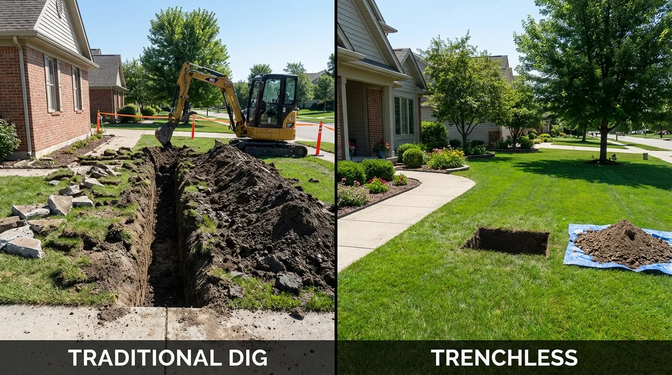 Trenchless sewer repair with minimal yard damage versus traditional excavation in Anahola, HI